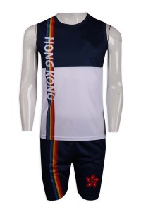 WTV159 custom-made color matching sport suit  Hong Kong  manufacturer sport shirt  athlete's shirt  sport suit front view